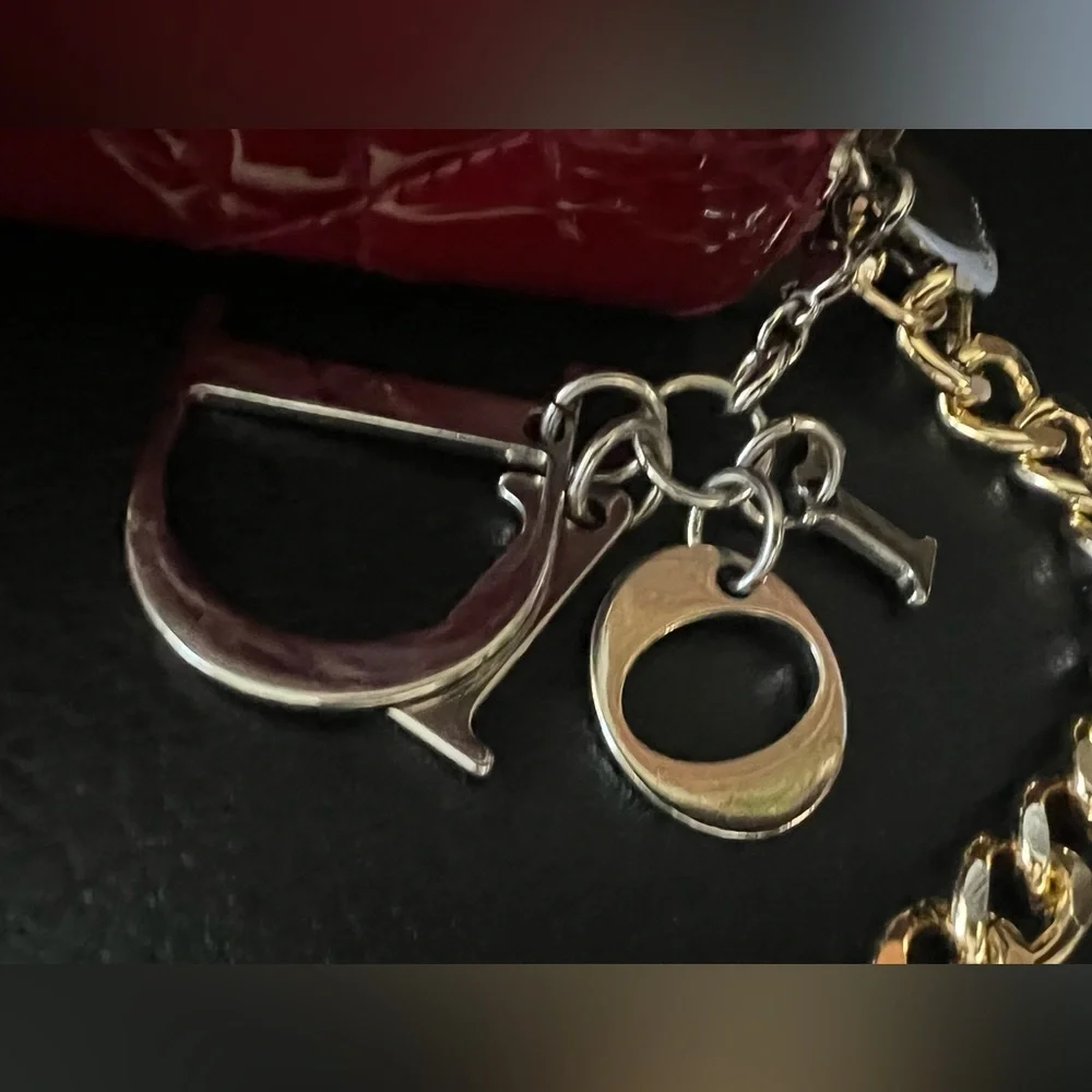 Christian Dior Red Long Zippy Wallet with Crossbody Chain